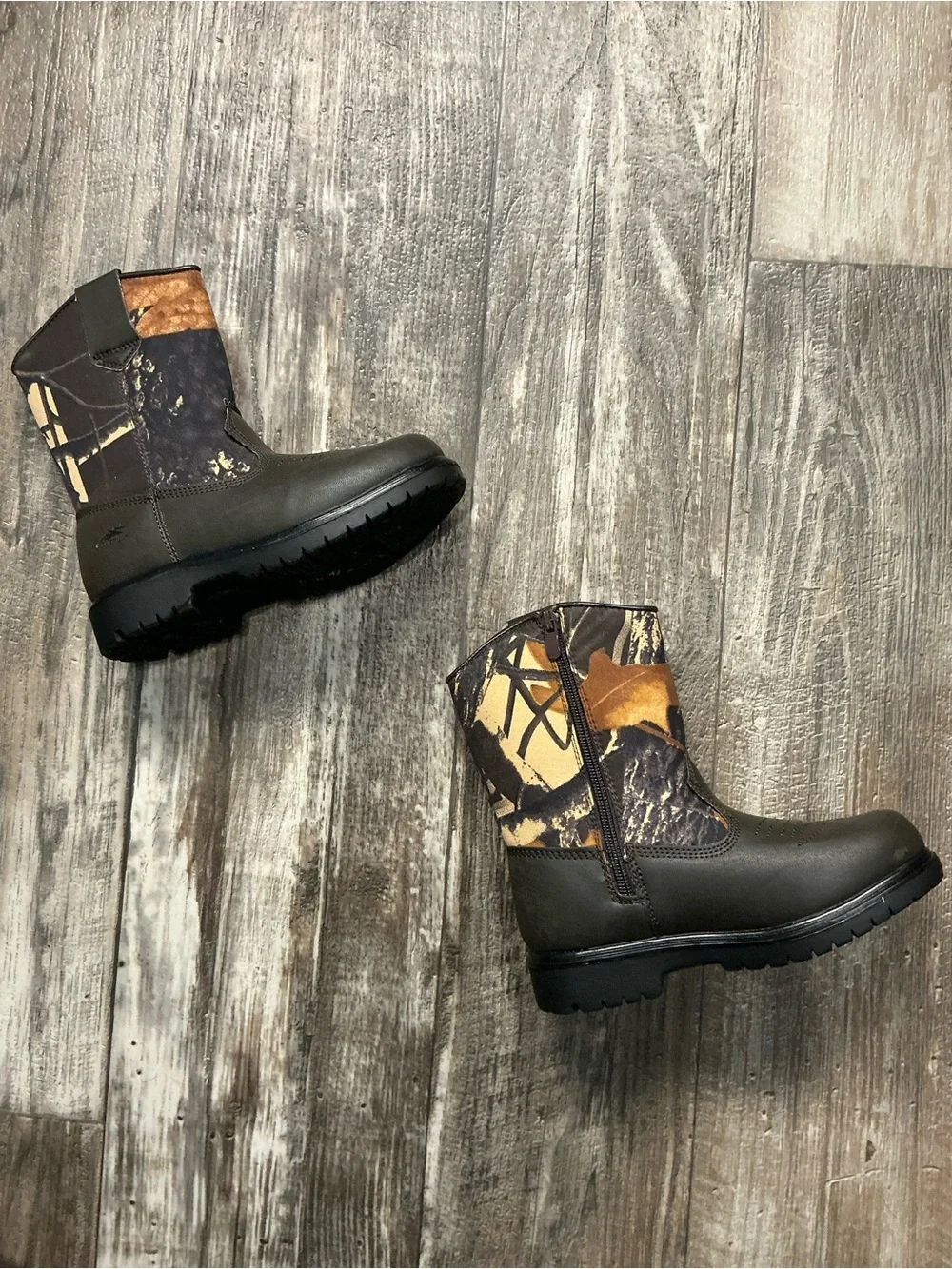 Deer Stags Brown and Dark Brown Kids Western Work Boot Size 1